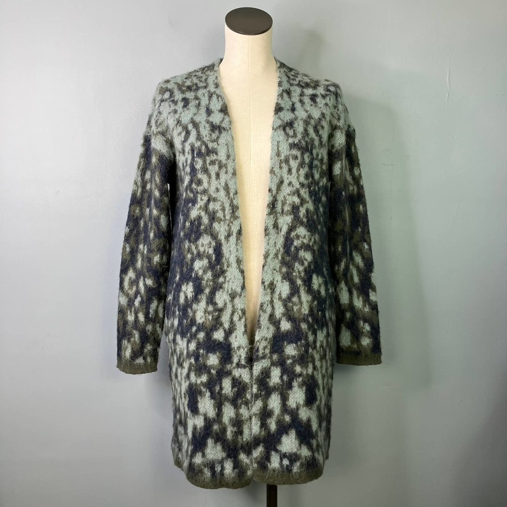 Adyson Parker Alpaca Wool Blend Abstract Open Front Cardigan Women's Size S